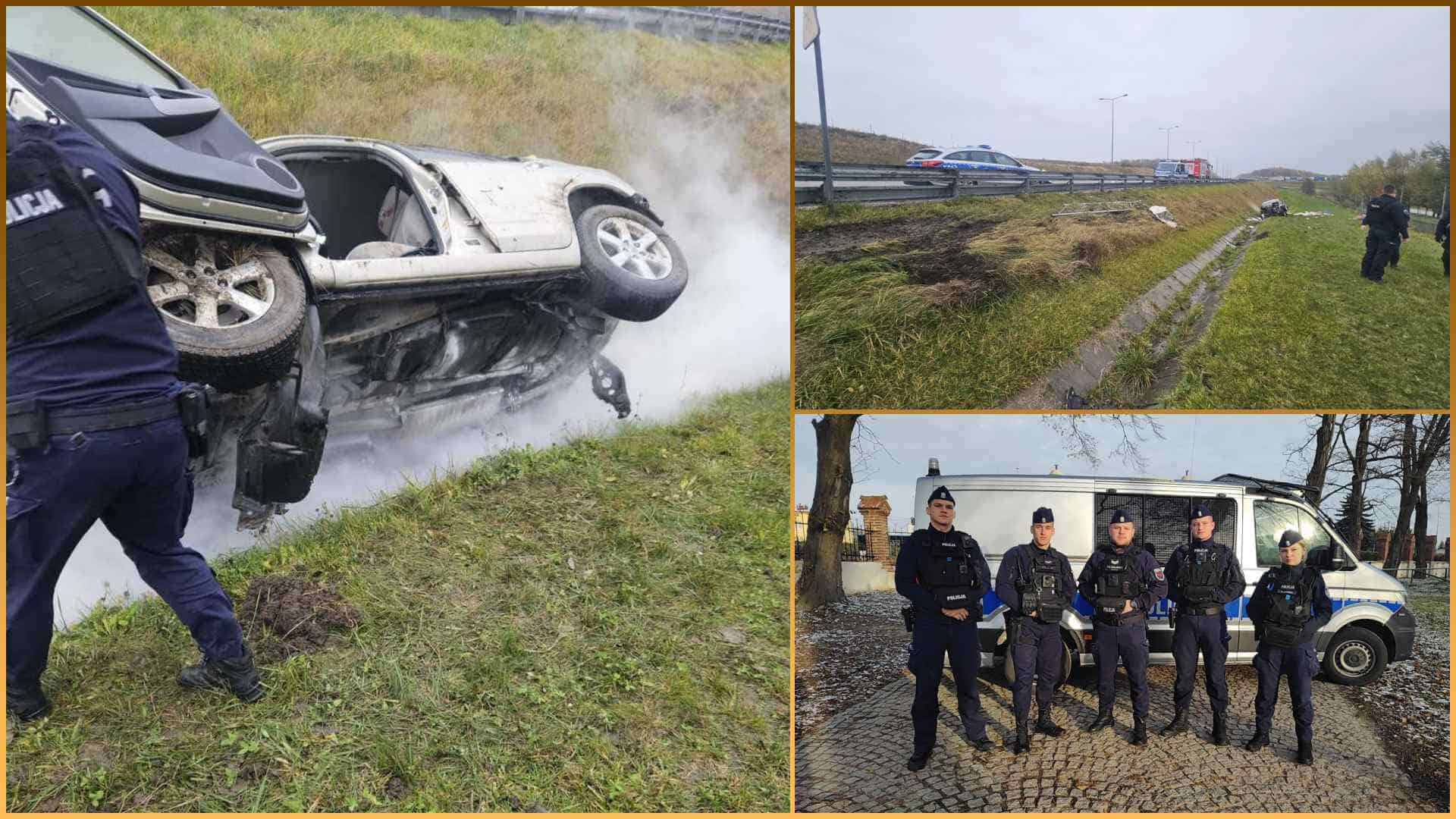 Policjanci uratowali ofiary wypadku na A4 pod Jarosławiem