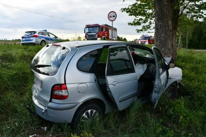 70-letnia kobieta zginęła w wypadku w Ustrobnej. Jej renault uderzyło w drzewo po zderzeniu czterech aut. Dwoje dzieci trafiło do szpitala.